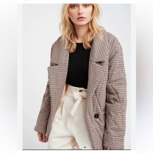 Free People Tawny Oversized Plaid Puffer Women's Jacket
